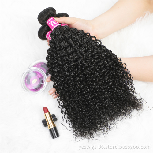 Yeswigs Cheap Raw Indian 100% Human Hair Kinky Curly Bundles With Closure Virgin Mink Brazilian Cuticle Aligned Hair Extensions